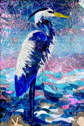 Great Blue Heron Tile Mural mosaic, High Quality (won't fade), Indoor or Outdoor, Kitchen, Bath, Backsplash, Shower, Mosaic, Commercial & Residential