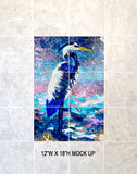 Great Blue Heron Tile Mural mosaic, High Quality (won't fade), Indoor or Outdoor, Kitchen, Bath, Backsplash, Shower, Mosaic, Commercial & Residential
