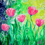 Dancing Tulips Tile Mural, High Quality (won't fade), Indoor or Outdoor, Beach Wall Tiles, Backsplash, Shower, Mosaic