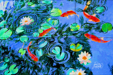 Goldfish & Lilypads Tile Mural, High Quality (won't fade), Indoor or Outdoor, Pond, Wall Tiles, Backsplash, Shower, Mosaic