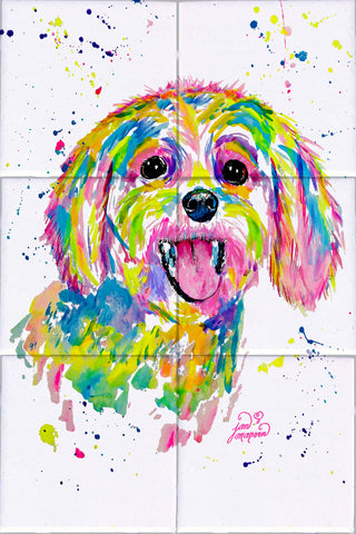 Maltese Bichon Frise Tile Mural, High Quality (won't fade), Indoor or Outdoor, Wall Tiles, Backsplash, Shower