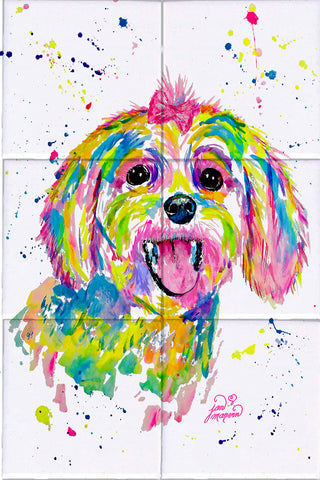 Maltese Bichon Frise (female) Tile Mural, High Quality (won't fade), Indoor or Outdoor, Wall Tiles, Backsplash, Shower