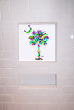 Palmetto Tree & Moon Turquoise Tile Mural, High Quality (won't fade), Indoor or Outdoor, Beach Wall Tiles, Backsplash, Shower, Mosaic