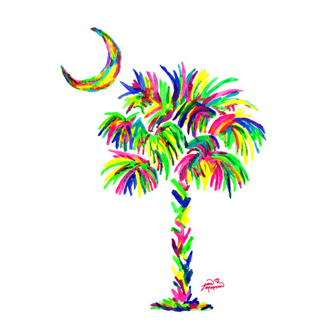 Palmetto Tree & Moon Colorful Tile Mural, High Quality (won't fade), Indoor or Outdoor, Beach Wall Tiles, Backsplash, Shower, Mosaic