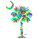 Palmetto Tree & Moon Turquoise Tile Mural, High Quality (won't fade), Indoor or Outdoor, Beach Wall Tiles, Backsplash, Shower, Mosaic