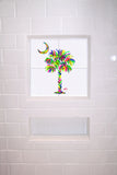 Palmetto Tree & Moon Colorful Tile Mural, High Quality (won't fade), Indoor or Outdoor, Beach Wall Tiles, Backsplash, Shower, Mosaic