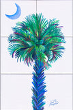 Palm Tree at Night Outline Tile Mural, High Quality (won't fade), Indoor or Outdoor, Kitchen, Bath, Backsplash, Shower, Mosaic, Commercial & Residential