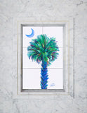 Palm Tree at Night Outline Tile Mural, High Quality (won't fade), Indoor or Outdoor, Kitchen, Bath, Backsplash, Shower, Mosaic, Commercial & Residential