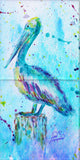 Pelican w/background Tile Mural, High Quality (won't fade), Indoor or Outdoor, Beach Wall Tiles, Backsplash, Shower, Mosaic