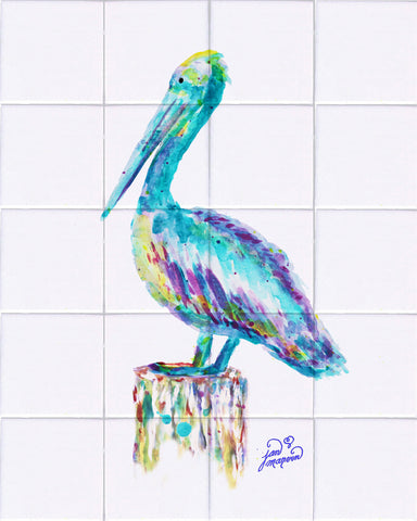 Pelican Only Tile Mural, High Quality (won't fade), Indoor or Outdoor, Beach Wall Tiles, Backsplash, Shower, Mosaic