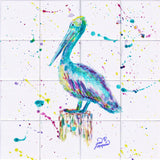 Pelican w/Paint Tile Mural, High Quality (won't fade), Indoor or Outdoor, Beach Wall Tiles, Backsplash, Shower, Mosaic