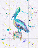 Pelican w/Paint Tile Mural, High Quality (won't fade), Indoor or Outdoor, Beach Wall Tiles, Backsplash, Shower, Mosaic