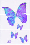 Purple Butterflies White Tile Mural, High Quality (won't fade), Indoor or Outdoor, Beach Wall Tiles, Backsplash, Shower, Mosaic