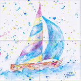 Sailboat Tile Mural, High Quality (won't fade), Indoor or Outdoor, Beach Wall Tiles, Backsplash, Shower, Mosaic