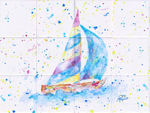 Sailboat Tile Mural, High Quality (won't fade), Indoor or Outdoor, Beach Wall Tiles, Backsplash, Shower, Mosaic