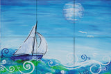 Sailing Tile Mural, High Quality (won't fade), Indoor or Outdoor, Beach Wall Tiles, Backsplash, Shower, Mosaic