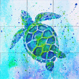 Turtle with background Tile Mural, High Quality (won't fade), Indoor or Outdoor, Beach Wall Tiles, Backsplash, Shower, Mosaic