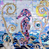 Seahorse Mosaic Tile Mural, High Quality (won't fade), Indoor or Outdoor, Beach Wall Tiles, Backsplash, Shower, Mosaic