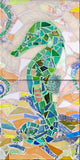 Seahorse Mosaic Tile Mural, GREEN, High Quality (won't fade), Indoor or Outdoor, Wall Tiles, Backsplash, Shower, Mosaic