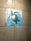 Turtle with background Tile Mural, High Quality (won't fade), Indoor or Outdoor, Beach Wall Tiles, Backsplash, Shower, Mosaic