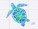Turtle OnlyTile Mural, High Quality (won't fade), Indoor or Outdoor, Beach Wall Tiles, Backsplash, Shower, Mosaic