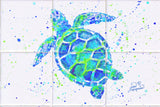 Turtle w/Paint Tile Mural, High Quality (won't fade), Indoor or Outdoor, Beach Wall Tiles, Backsplash, Shower, Mosaic