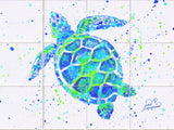 Turtle w/Paint Tile Mural, High Quality (won't fade), Indoor or Outdoor, Beach Wall Tiles, Backsplash, Shower, Mosaic