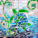 Turtle Turquoise Mosaic Tile Mural, High Quality (won't fade), Indoor or Outdoor, Beach Wall Tiles, Backsplash, Shower
