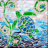 Turtle Turquoise Mosaic Tile Mural, High Quality (won't fade), Indoor or Outdoor, Beach Wall Tiles, Backsplash, Shower