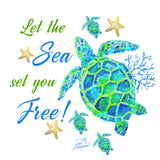 Turtle with Coral Tile Mural, Let the Sea Set You Free, High Quality (won't fade), Indoor or Outdoor, Wall Tiles, Backsplash, Shower, Mosaic