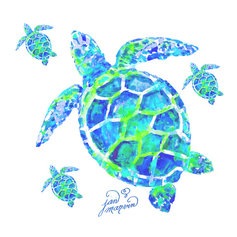 Turtle With Babies Tile Mural, High Quality (won't fade), Indoor or Outdoor, Beach Wall Tiles, Backsplash, Shower