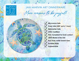Sea Turtle Starfish Art Plate, Unbreakable, Microwave Safe, Dishwasher Safe, BPA free, No Harmful Chemicals, No Melamine, Beach, Dish