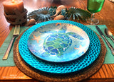 Sea Turtle Starfish Art Plate, Unbreakable, Microwave Safe, Dishwasher Safe, BPA free, No Harmful Chemicals, No Melamine, Beach, Dish