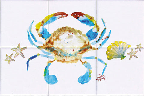 Crab & Shells Tile Mural, High Quality (won't fade), Indoor or Outdoor, Beach Wall Tiles, Backsplash, Shower, Mosaic