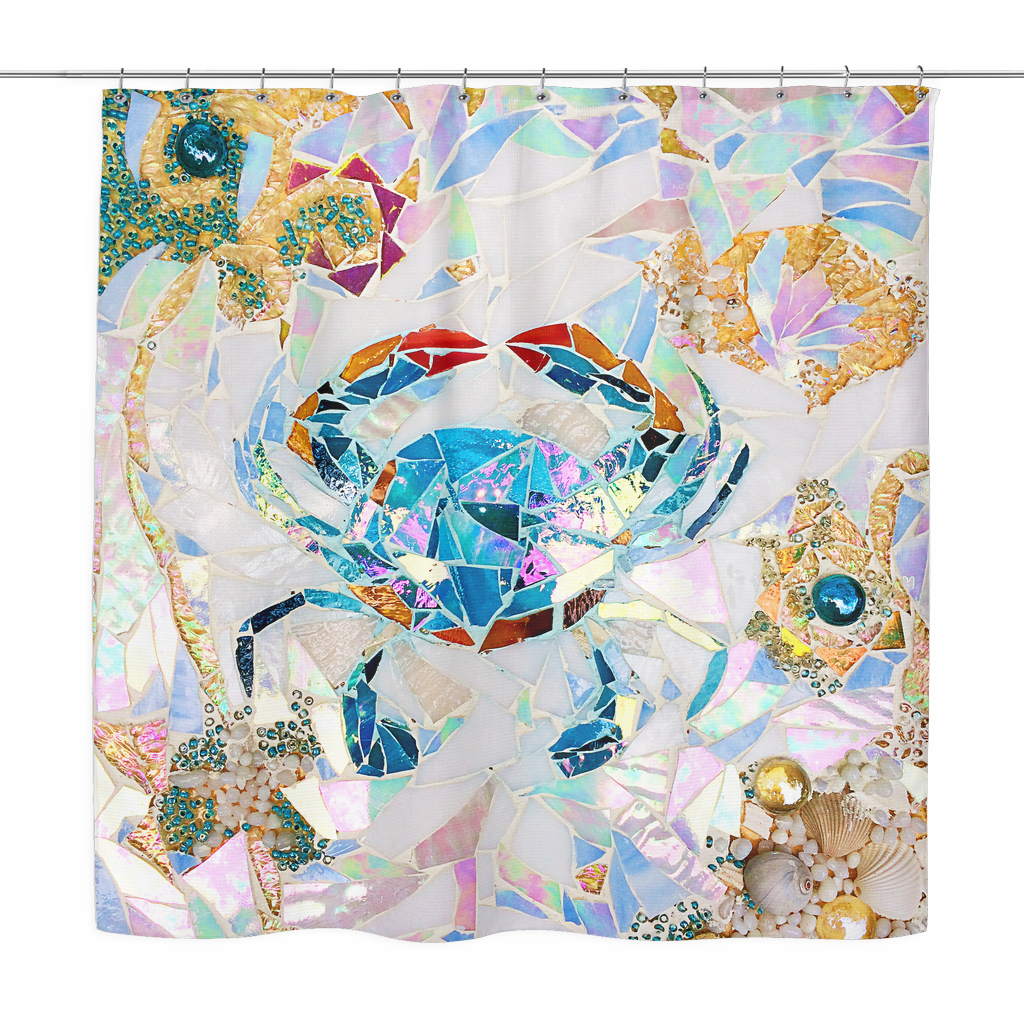 Blue Crab Mosaic Shower Curtain – Jan Marvin Art Studio