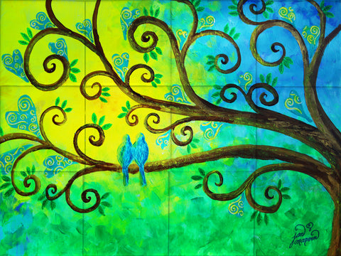 Bluebirds Tile Mural, High Quality (won't fade), Indoor or Outdoor, Beach Wall Tiles, Backsplash, Shower, Mosaic