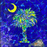 Palmetto Tree & Moon Mosaic Tile Mural, High Quality (won't fade), Indoor or Outdoor, Beach Wall Tiles, Backsplash, Shower, Mosaic, Pool