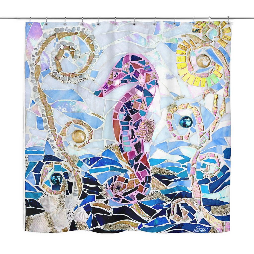 Seahorse Mosaic Marvin Jan – Shower Studio Art Curtain