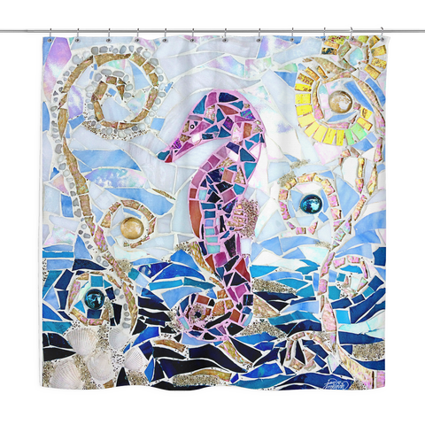 Seahorse Mosaic Shower Curtain
