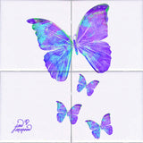 Purple Butterflies White Tile Mural, High Quality (won't fade), Indoor or Outdoor, Beach Wall Tiles, Backsplash, Shower, Mosaic