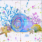 Seashell & Coral Tile Mural, High Quality (won't fade), Indoor or Outdoor, Beach Wall Tiles, Backsplash, Shower, Mosaic