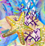 Colorful Starfish Tile Mural, High Quality (won't fade), Indoor or Outdoor, Beach Wall Tiles, Backsplash, Shower, Mosaic