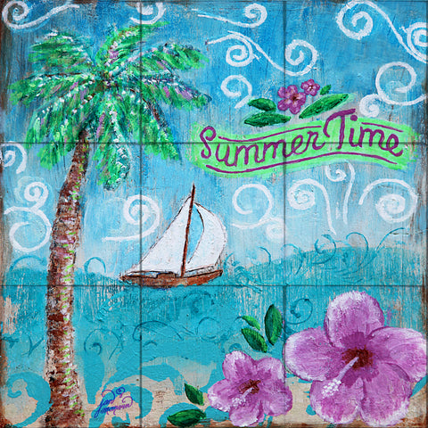 Summertime Tile Mural, High Quality (won't fade), Indoor or Outdoor, Beach Wall Tiles, Backsplash, Shower, Mosaic