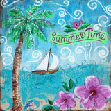 Summertime Tile Mural, High Quality (won't fade), Indoor or Outdoor, Beach Wall Tiles, Backsplash, Shower, Mosaic
