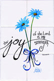 Joy of the Lord Tile Mural (blue), High Quality (won't fade), Indoor or Outdoor, Kitchen, Bath, Backsplash, Shower, Mosaic, Commercial & Residential