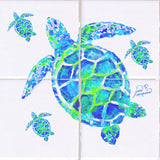 Turtle With Babies Tile Mural, High Quality (won't fade), Indoor or Outdoor, Beach Wall Tiles, Backsplash, Shower